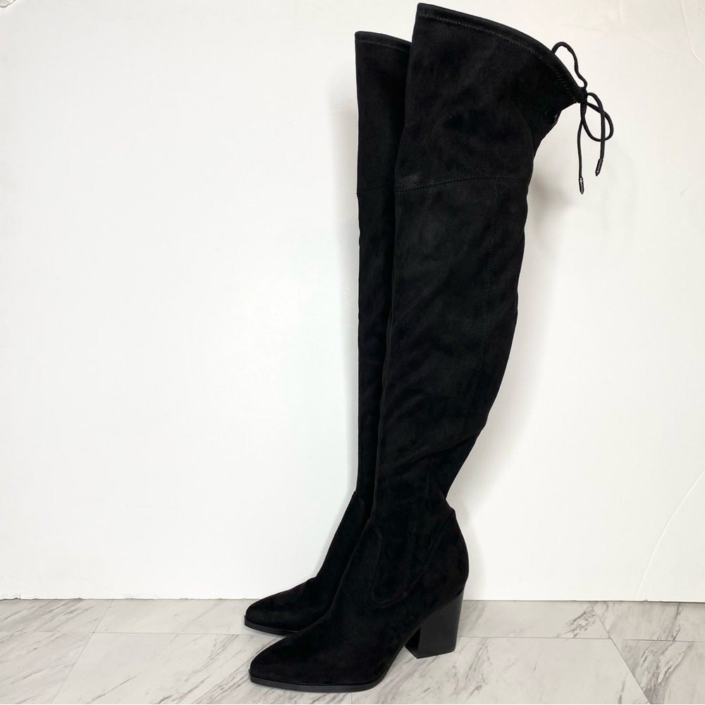 New! Marc Fisher Okun Black Pointy Toe Over the Knee Boot 8M